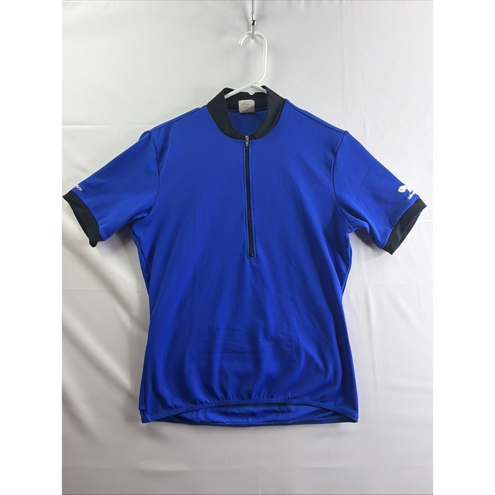 Vintage Bellwether Mens Blue Cycling Jersey  1/4 Zip Short Sleeve Pockets